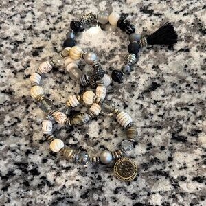 Elegant Beaded Bracelet Set with Tassel